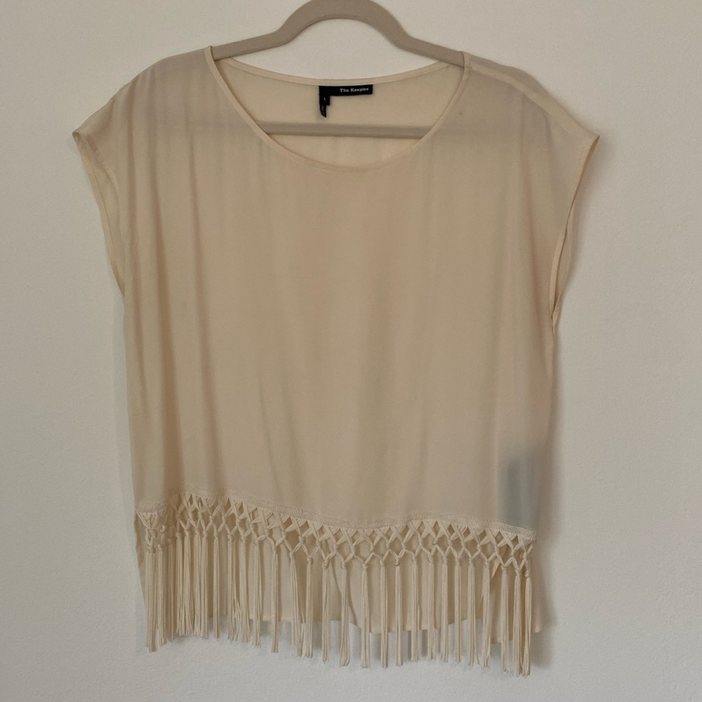 The Kooples Silk Fringe Top